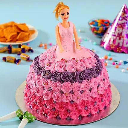 Barbie in Floral Roses Cake Vanilla