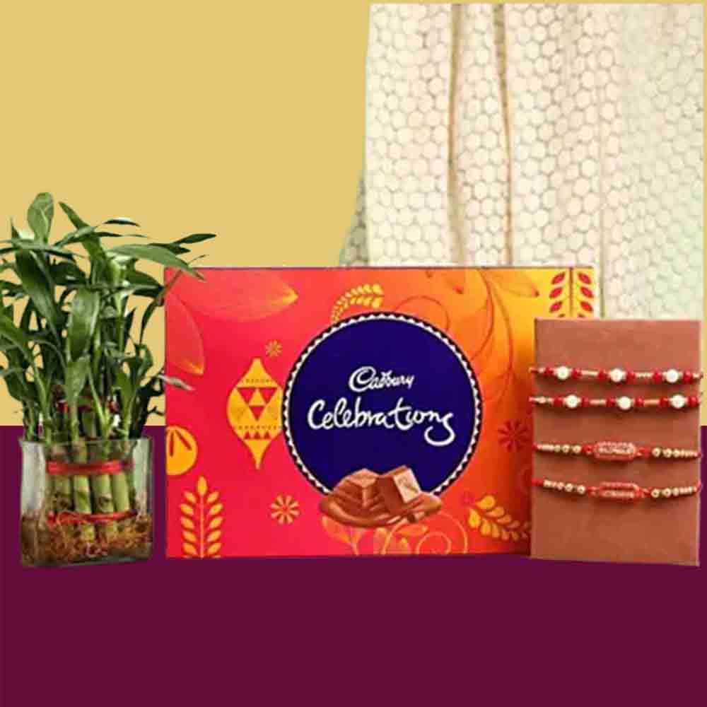 Four Beautiful Rakhis With Celebrations and Bamboo
