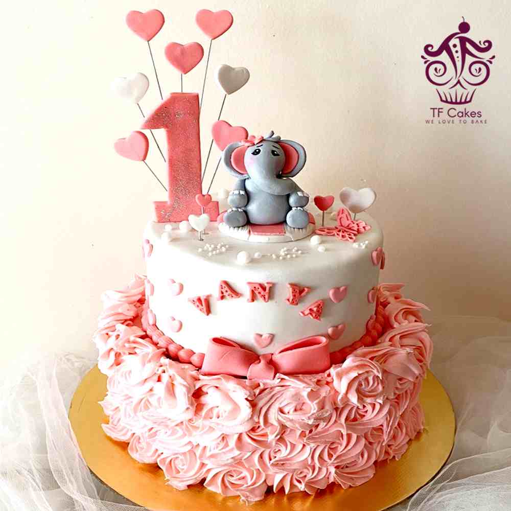 Elegant Elephant Rose Tier Cake