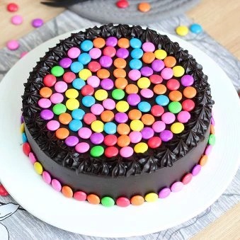 Round Chocolate Gems Cake