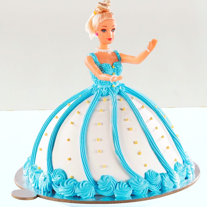 Blue Barbie Theme Cake