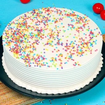 Sprinkled Vanilla Joys Eggless cake