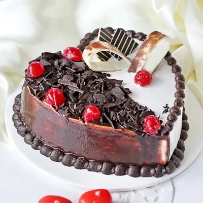 Heart-shaped Black Forest Vanilla Cake