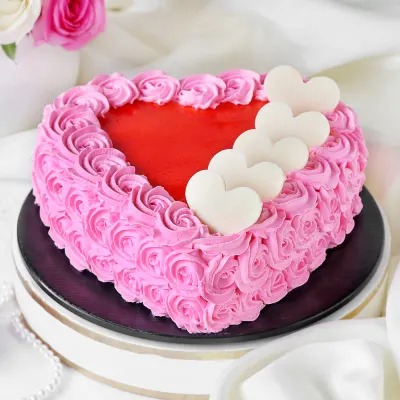 pretty pink Cake with Hearts