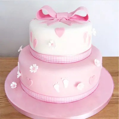 2 Tier Pink Christening Cake