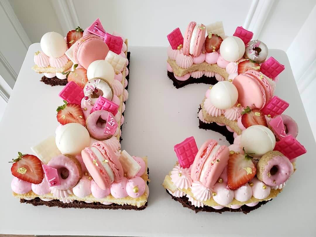 Pink 13 number cake