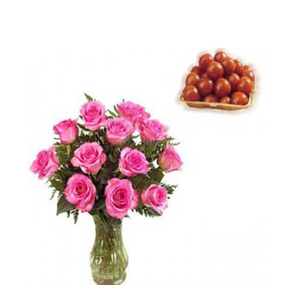 Roses with  Gulab Jamun