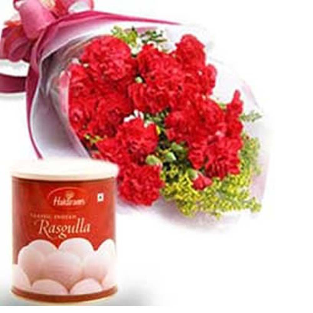 Carnations with Rasgulla