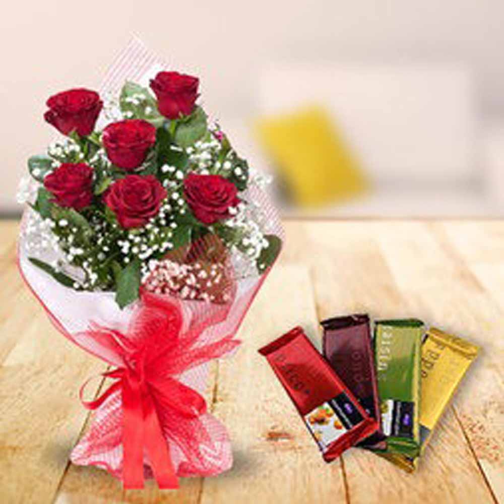Red Roses with Cadbury Temptation