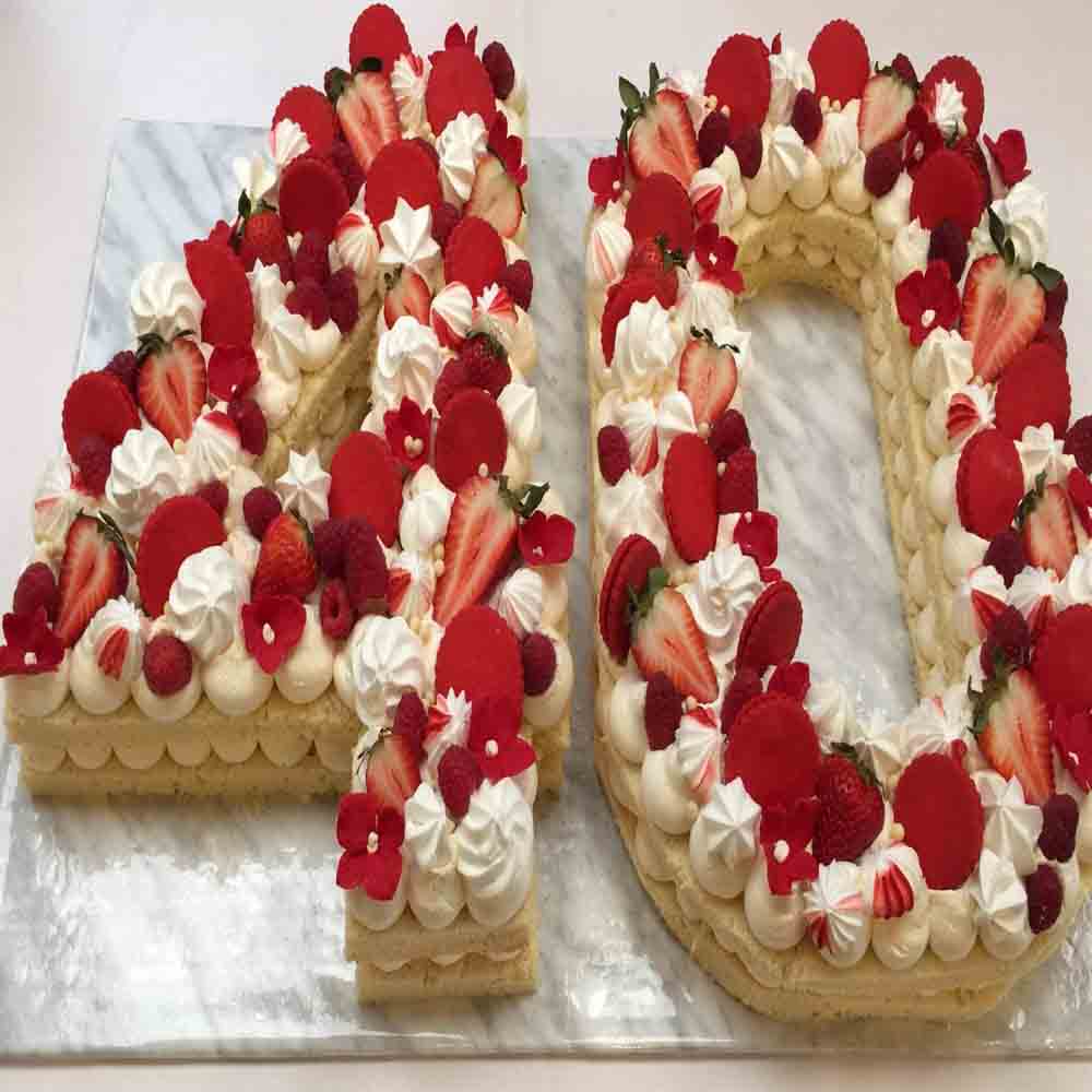Strawberry 40 Number Cake