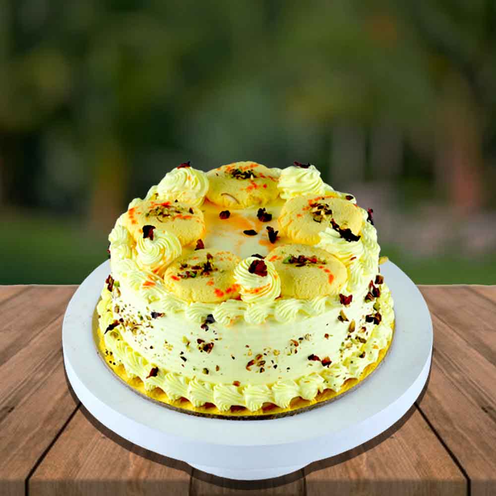 Butterscotch cake with rasmalai
