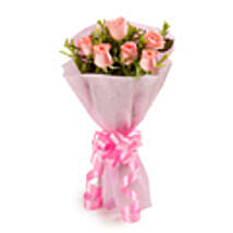 6 Pink Roses Bunch