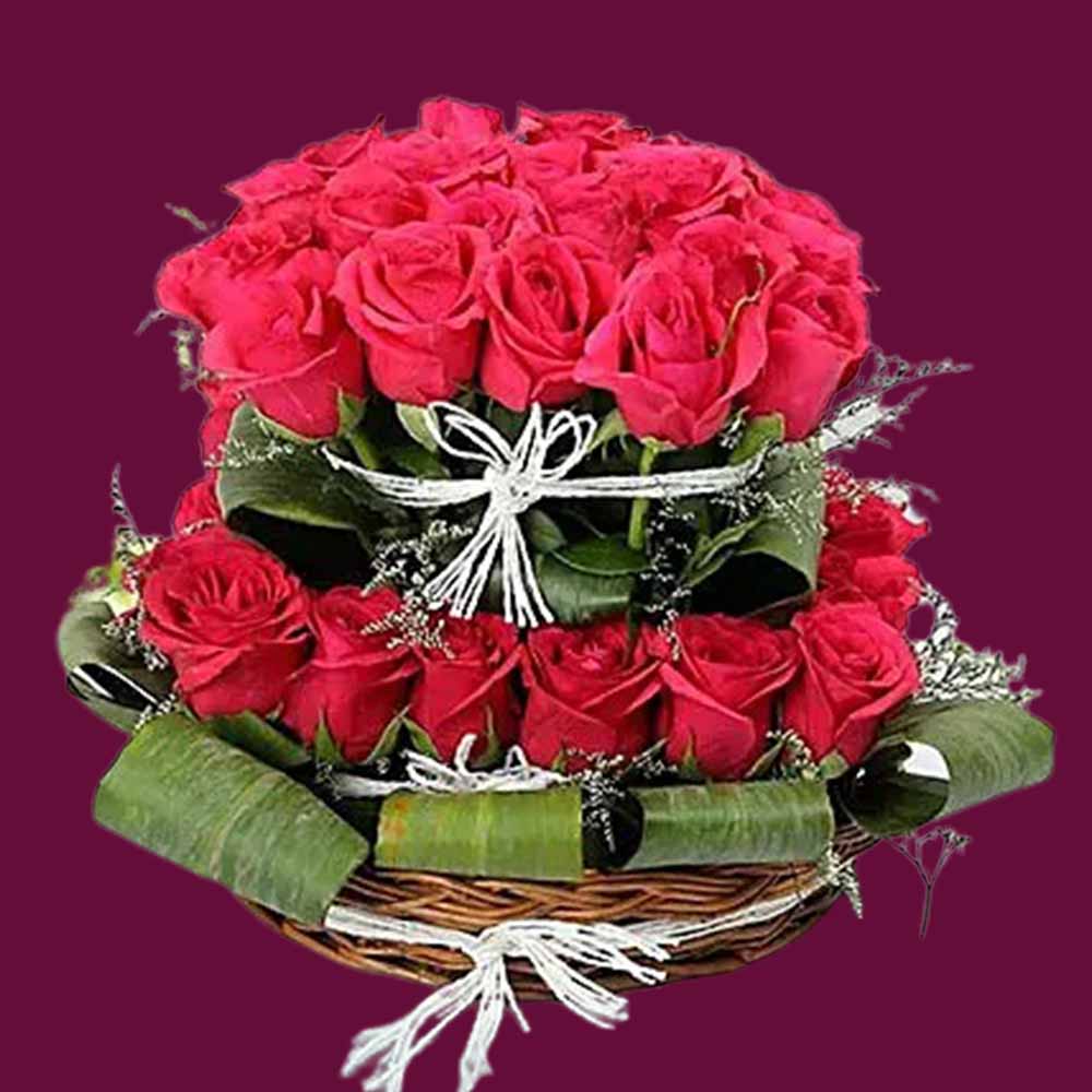 50 Red Roses with Basket..