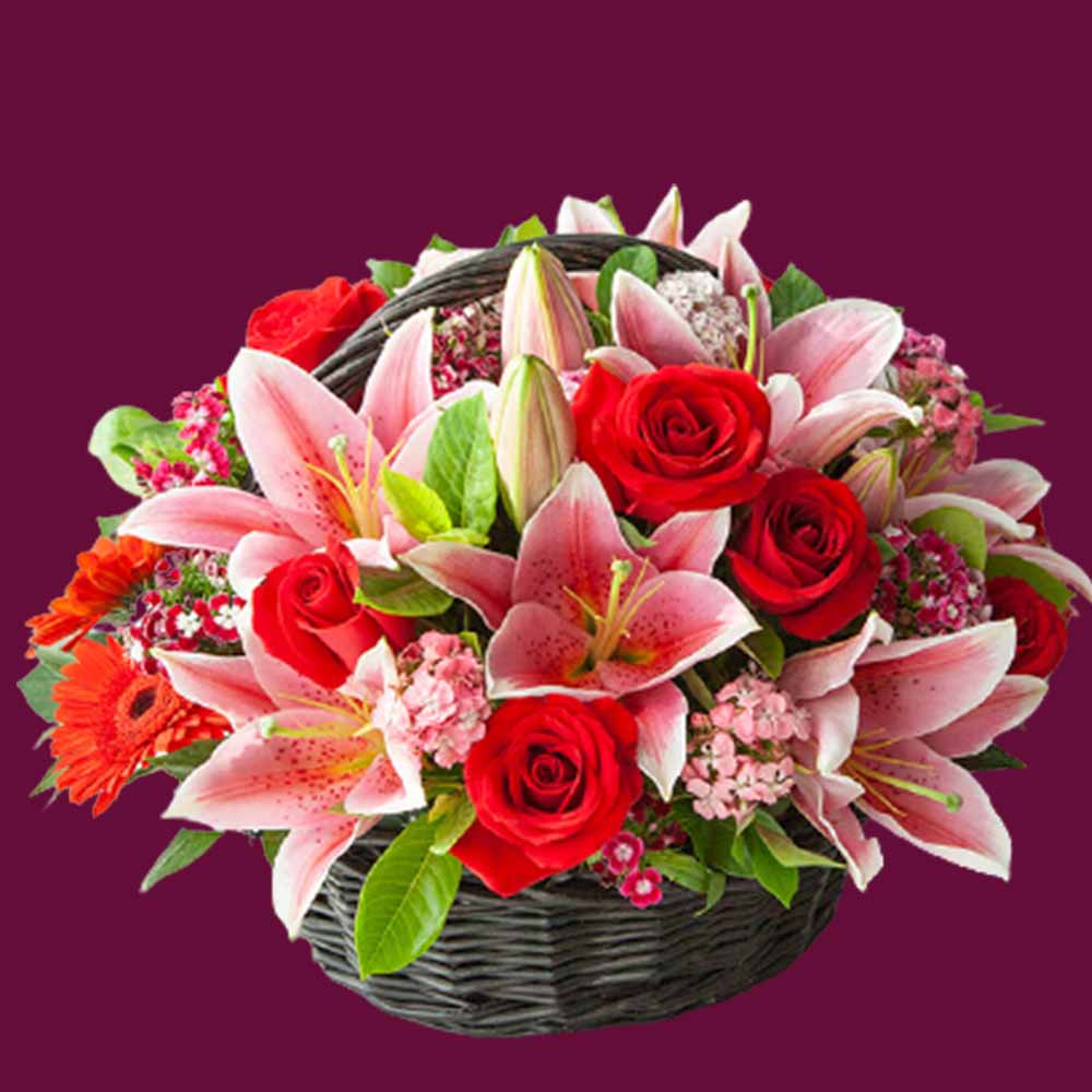 Red Roses and Lilies Combo
