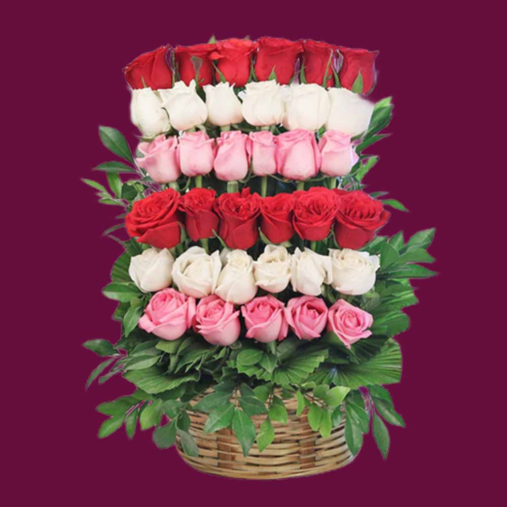 red roses white roses pink roses combo