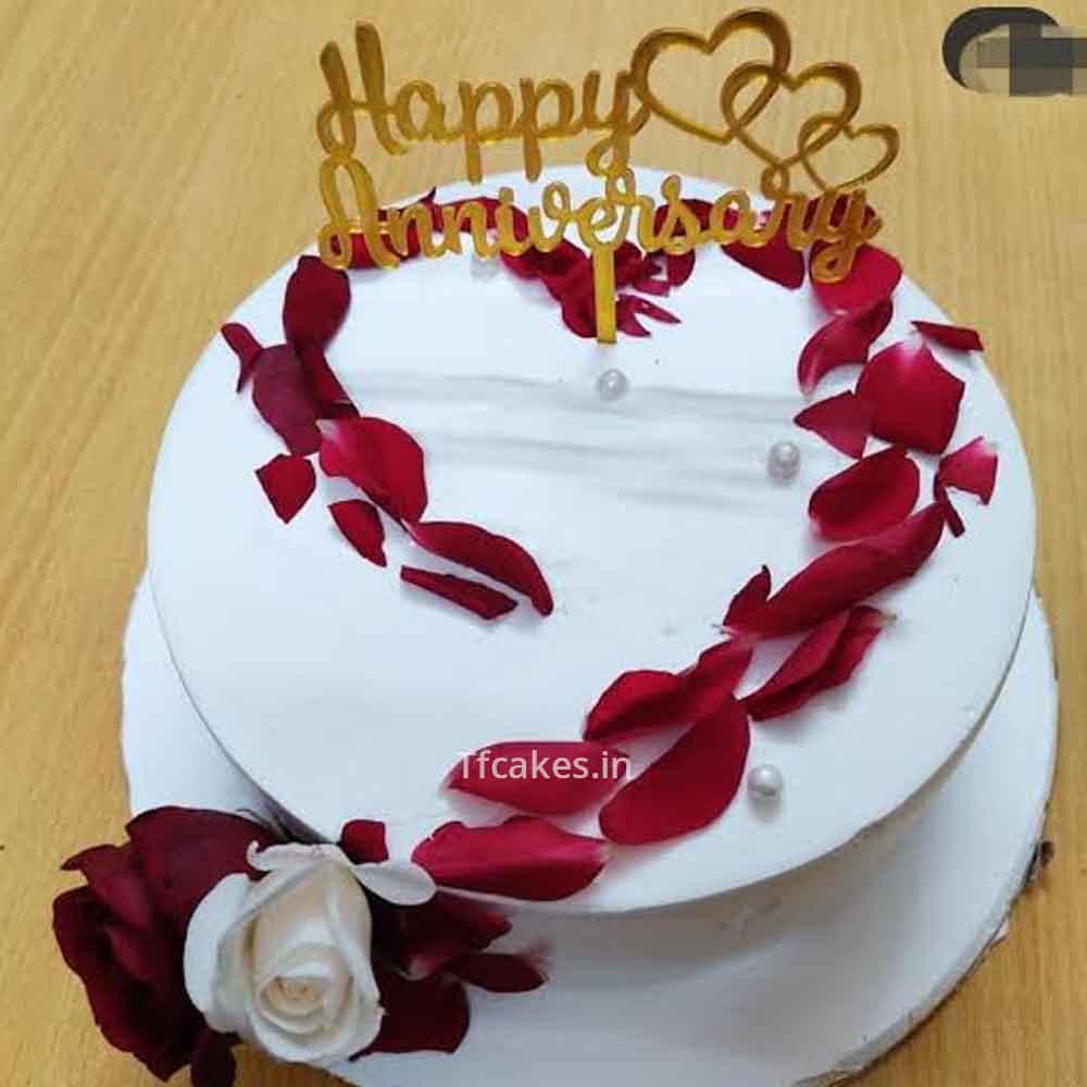 Anniversary Rose Petals|Engagement cake| Couple cake | Marriage ...