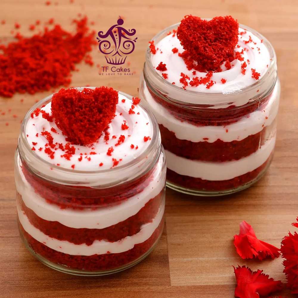 Red Velvet Heart Jar Cake