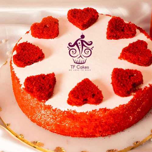 Decorated Small heart on Red Velvet Cake