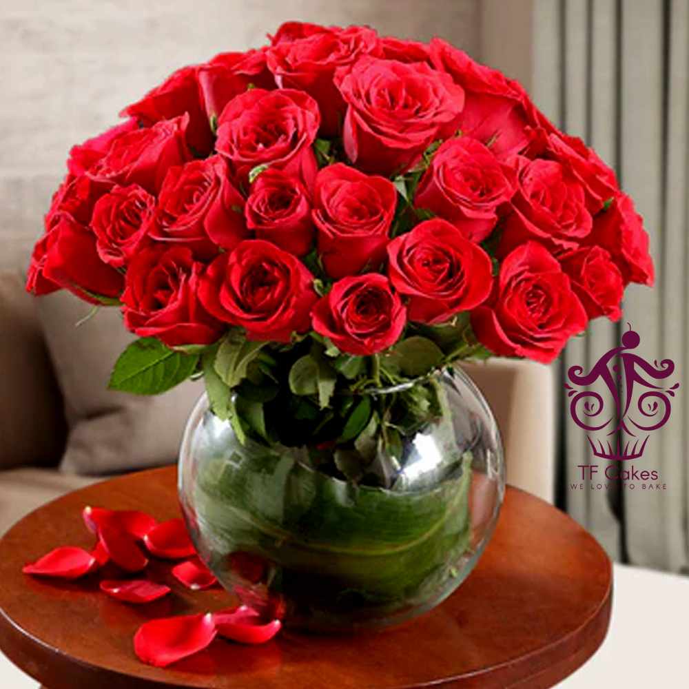 Red Roses arranged in a Vase
