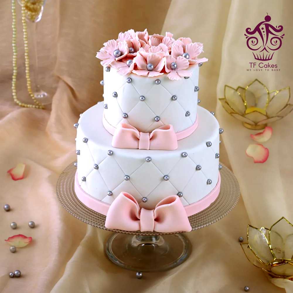 Pink ribbon Two truffle cake