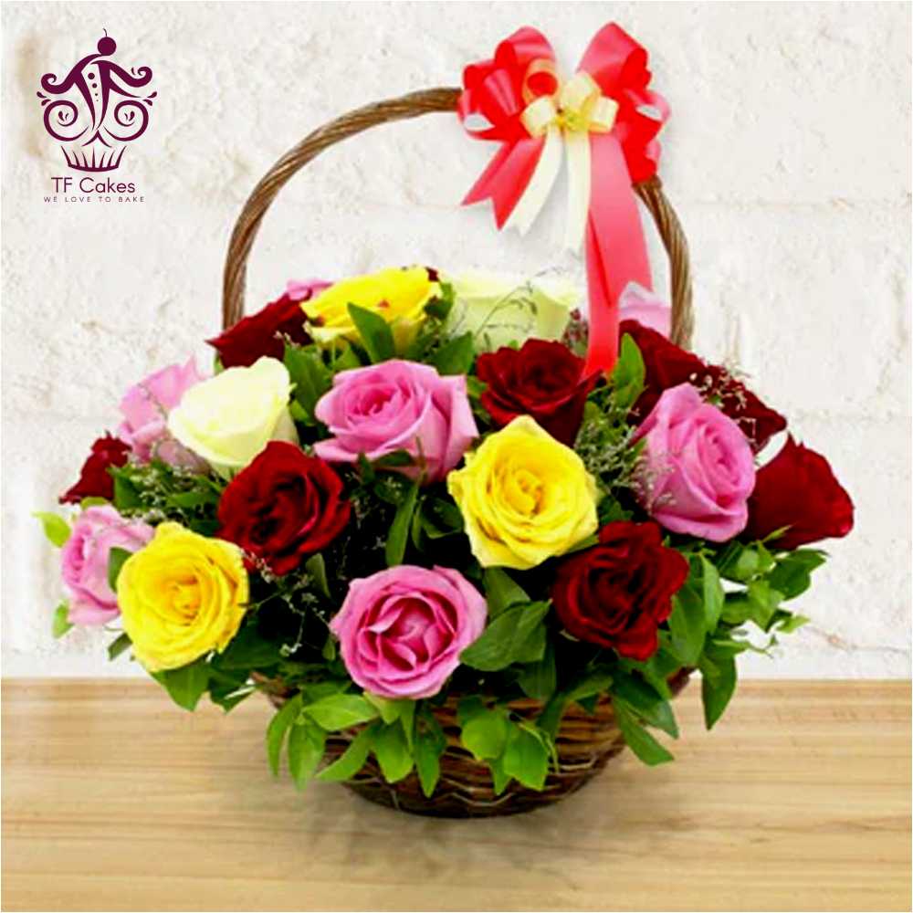Mixed Color Roses are Creatively Arranged