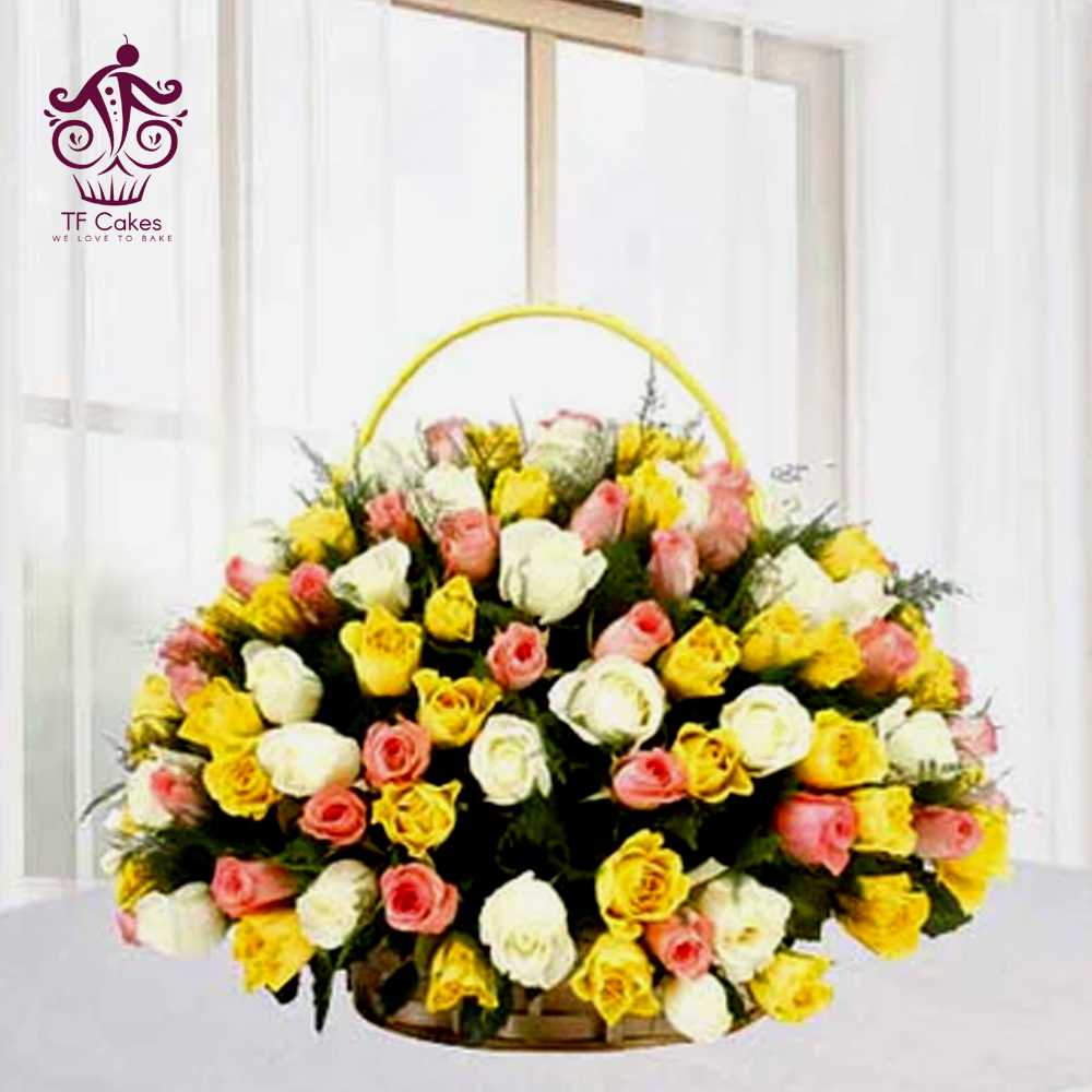 Fresh Flowers Handle Basket