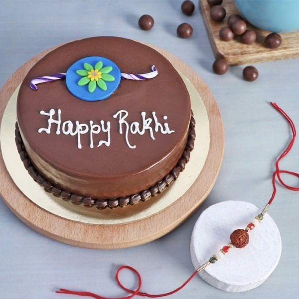Chocolate Cake with Rudraksh Rakhi