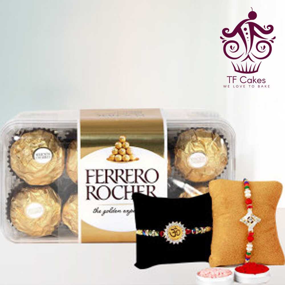 Ferrero Rocher And Two Rakhi Set Combo