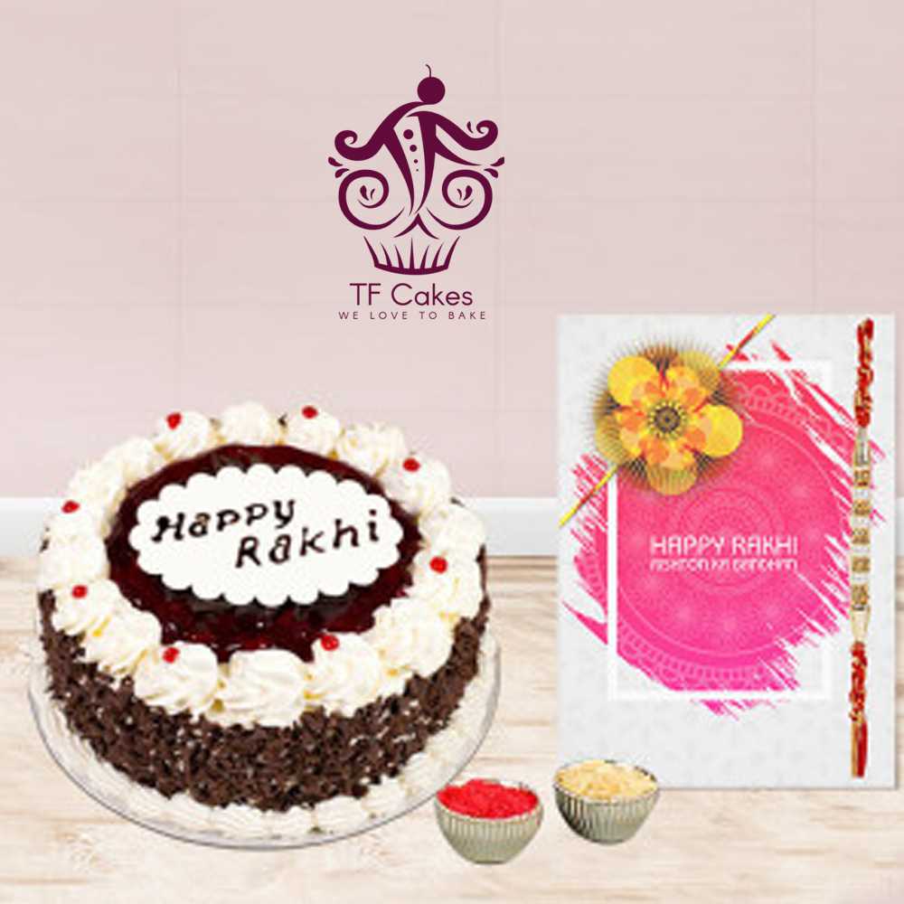 Send Happy Rakhi Black Forest Cake With Rakhi - Tfcakes