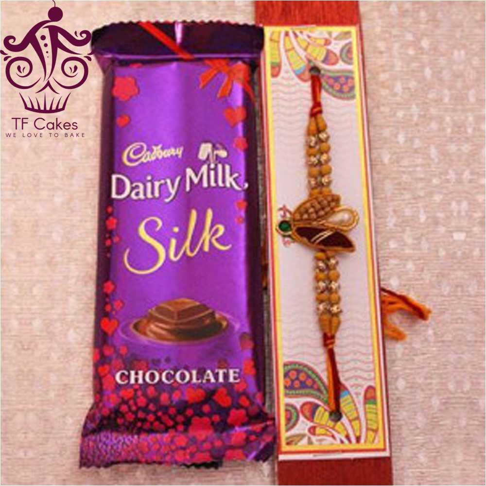 Rakhi with Single Dairymilk Silk