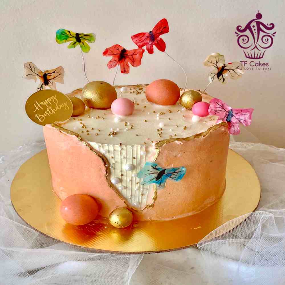 Peachy Butterfly Bliss Cake