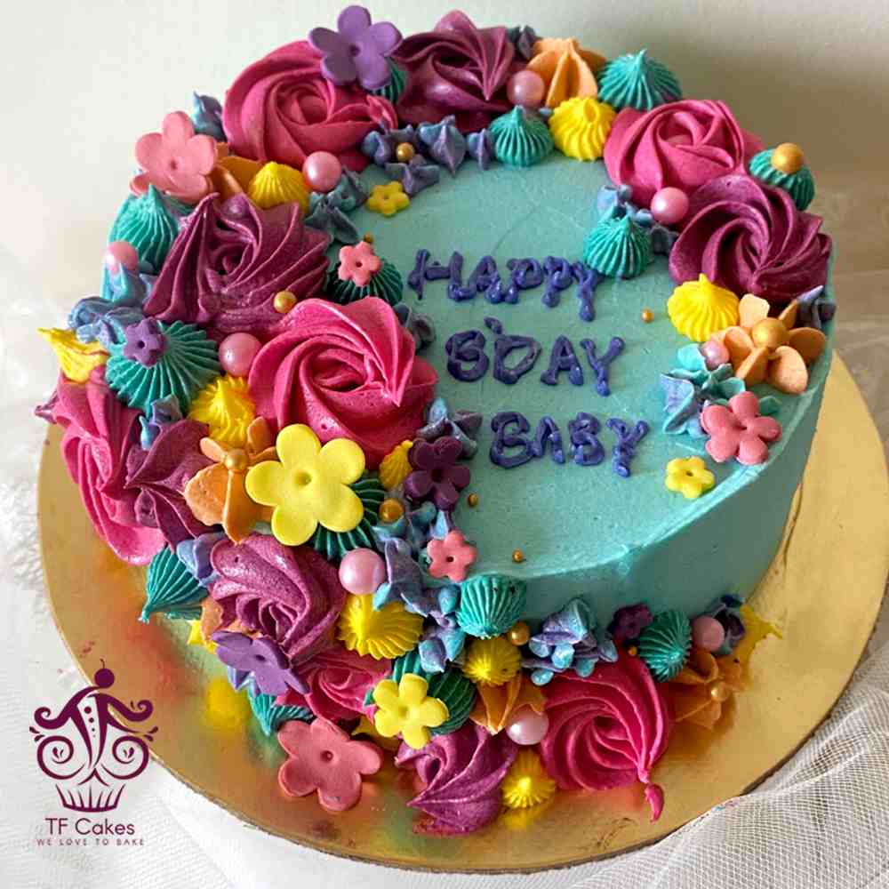 Rainbow Blossom Celebration Cake