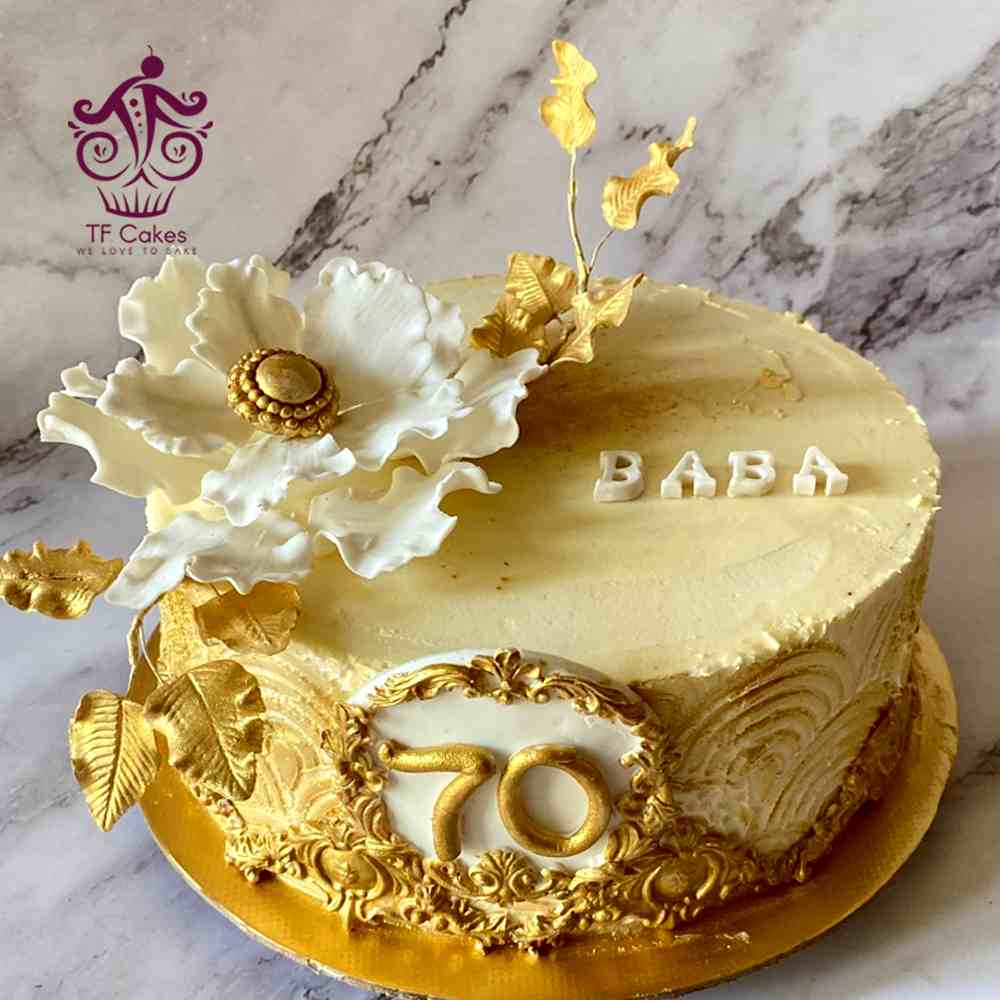 Golden Bloom Celebration Cake