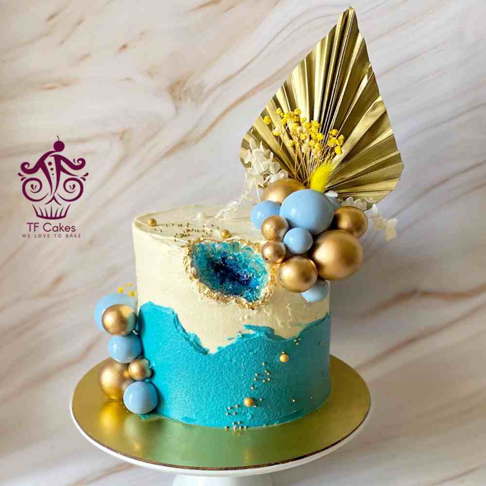 Ethereal Blue and Gold Cake