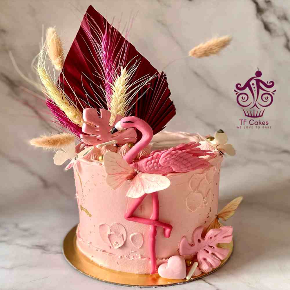 Tropical Flamingo Paradise Cake